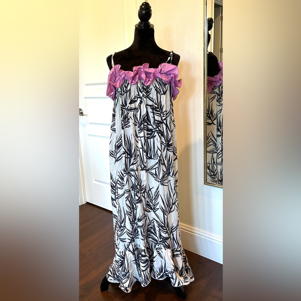 Alionas London navy/white/lavender accent maxi